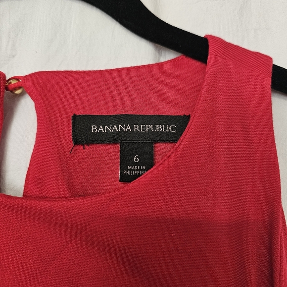 Banana Republic Red Ponte Ruffle Dress, Sz 6 - Picture 2 of 6
